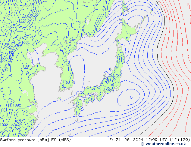 Surface pressure EC (AIFS) Fr 21.06.2024 12 UTC