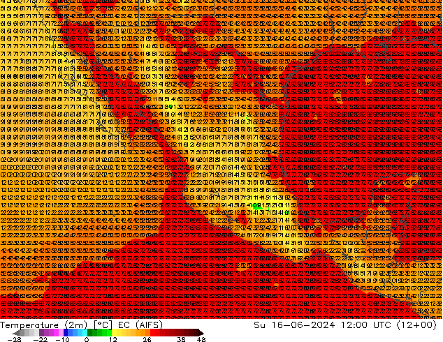 Temperatura (2m) EC (AIFS) dom 16.06.2024 12 UTC