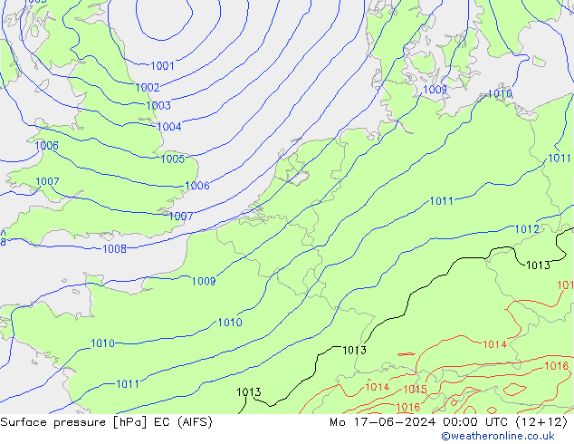 地面气压 EC (AIFS) 星期一 17.06.2024 00 UTC