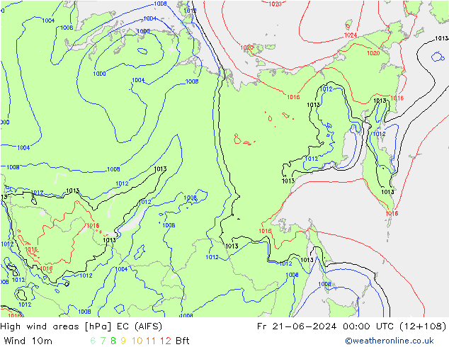 High wind areas EC (AIFS) vie 21.06.2024 00 UTC