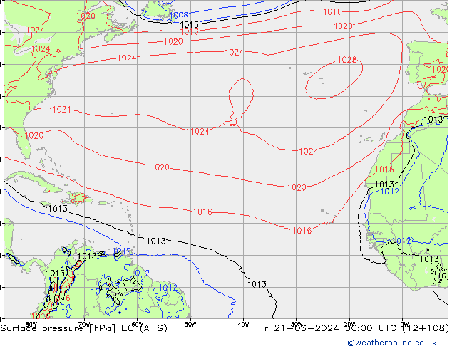приземное давление EC (AIFS) пт 21.06.2024 00 UTC