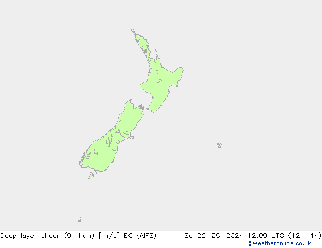 Deep layer shear (0-1km) EC (AIFS) Sáb 22.06.2024 12 UTC