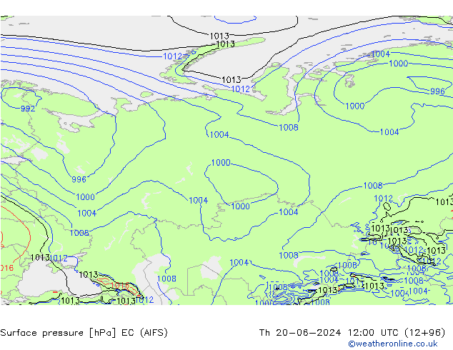 ciśnienie EC (AIFS) czw. 20.06.2024 12 UTC
