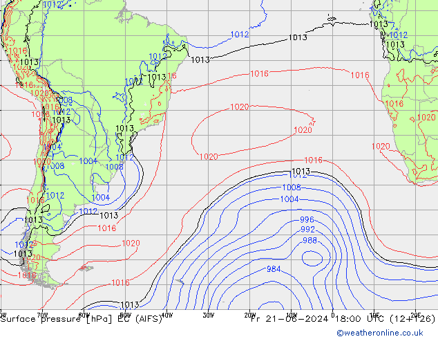 Presión superficial EC (AIFS) vie 21.06.2024 18 UTC