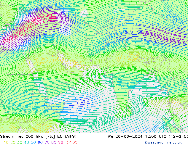 风 200 hPa EC (AIFS) 星期三 26.06.2024 12 UTC