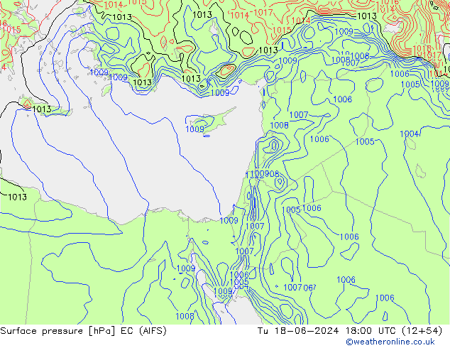 Presión superficial EC (AIFS) mar 18.06.2024 18 UTC