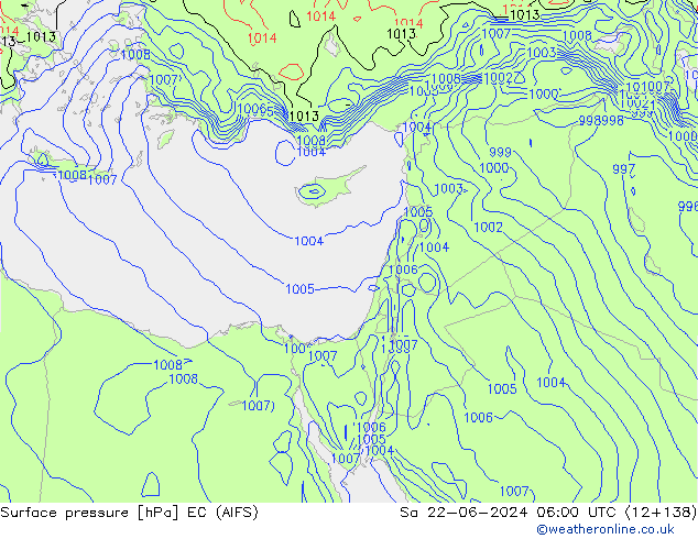 приземное давление EC (AIFS) сб 22.06.2024 06 UTC