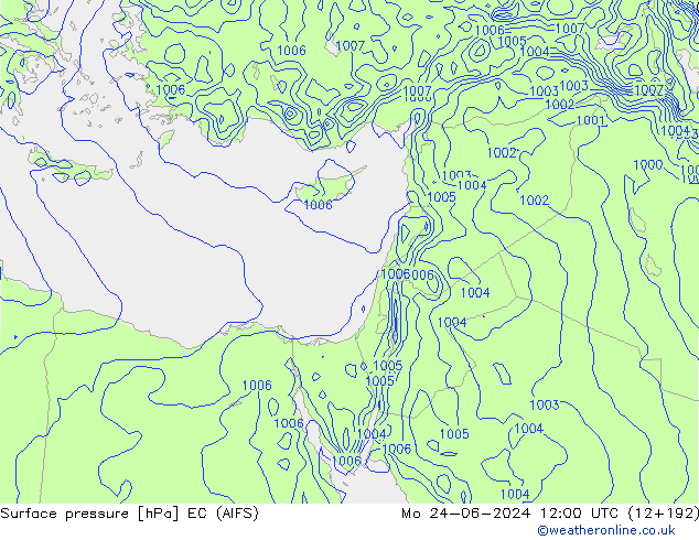 Pressione al suolo EC (AIFS) lun 24.06.2024 12 UTC