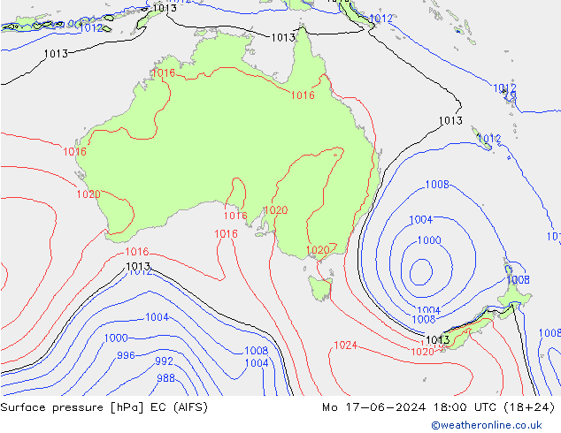 Yer basıncı EC (AIFS) Pzt 17.06.2024 18 UTC