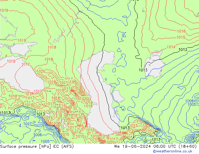 приземное давление EC (AIFS) ср 19.06.2024 06 UTC
