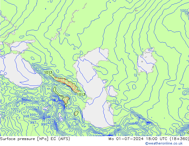 Presión superficial EC (AIFS) lun 01.07.2024 18 UTC