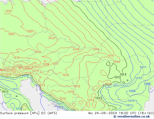 Pressione al suolo EC (AIFS) lun 24.06.2024 18 UTC