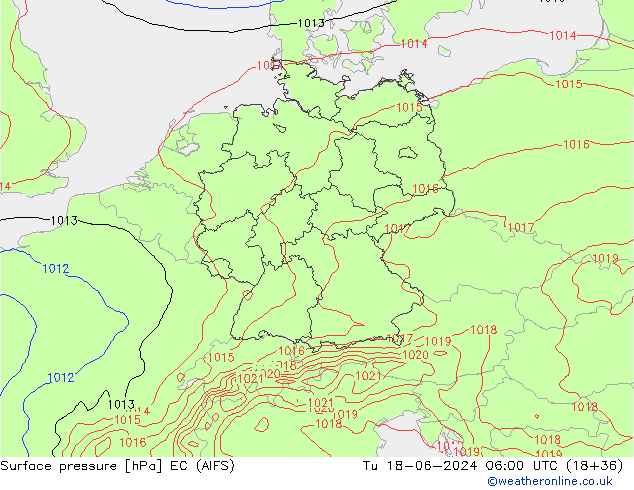приземное давление EC (AIFS) вт 18.06.2024 06 UTC