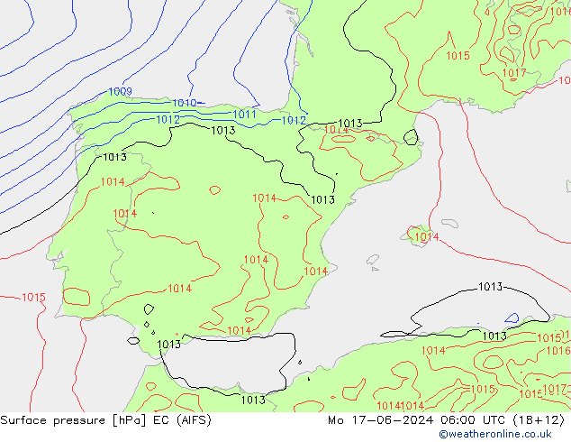 Yer basıncı EC (AIFS) Pzt 17.06.2024 06 UTC