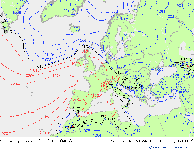 Luchtdruk (Grond) EC (AIFS) zo 23.06.2024 18 UTC