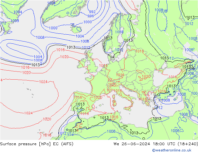 pressão do solo EC (AIFS) Qua 26.06.2024 18 UTC