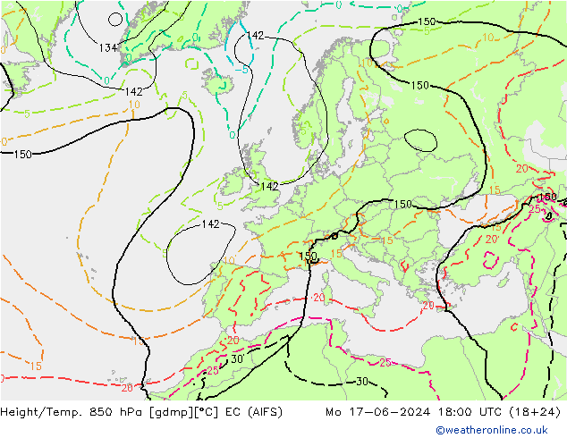 Height/Temp. 850 hPa EC (AIFS)  17.06.2024 18 UTC