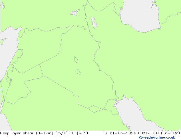 Deep layer shear (0-1km) EC (AIFS) vr 21.06.2024 00 UTC