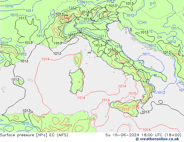 Surface pressure EC (AIFS) Su 16.06.2024 18 UTC