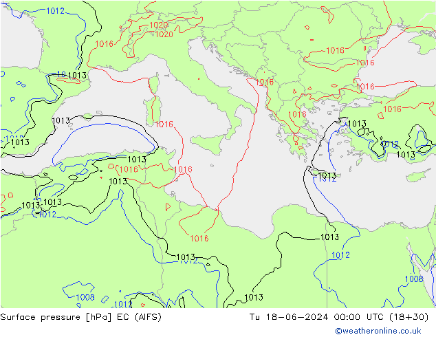 ciśnienie EC (AIFS) wto. 18.06.2024 00 UTC