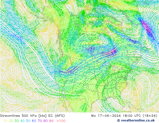 风 500 hPa EC (AIFS) 星期一 17.06.2024 18 UTC