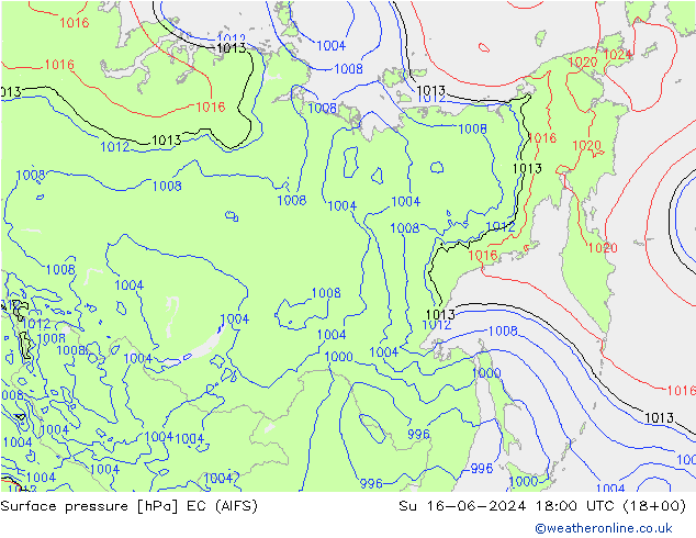 приземное давление EC (AIFS) Вс 16.06.2024 18 UTC