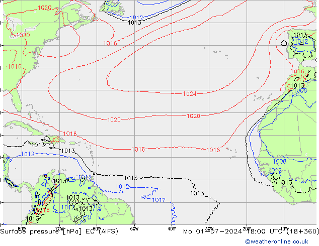 Surface pressure EC (AIFS) Mo 01.07.2024 18 UTC
