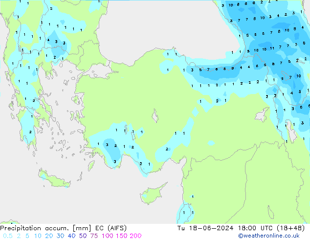 Toplam Yağış EC (AIFS) Sa 18.06.2024 18 UTC