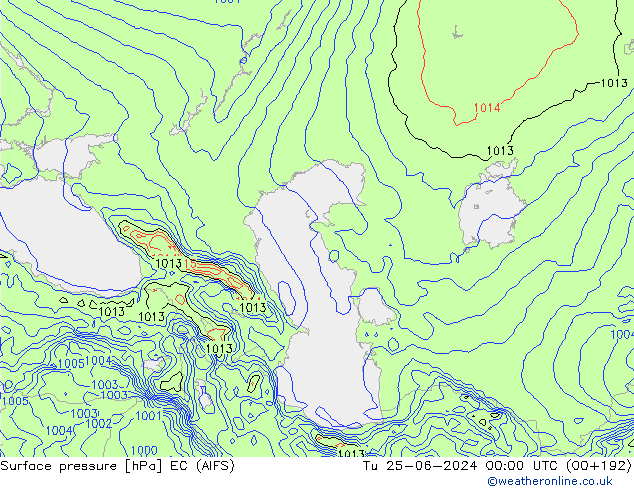 pression de l'air EC (AIFS) mar 25.06.2024 00 UTC