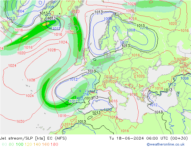 Polarjet/Bodendruck EC (AIFS) Di 18.06.2024 06 UTC
