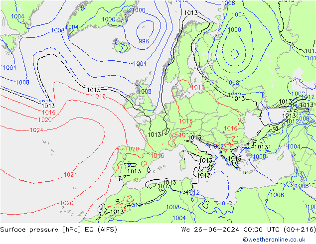 pression de l'air EC (AIFS) mer 26.06.2024 00 UTC