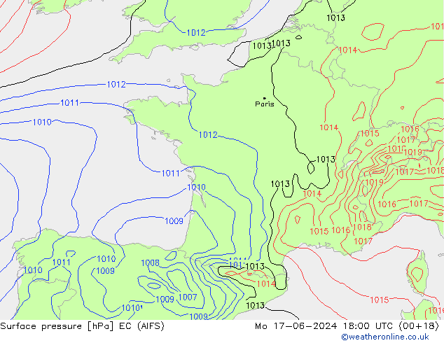 приземное давление EC (AIFS) пн 17.06.2024 18 UTC