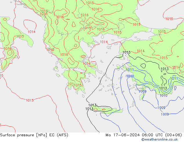 Atmosférický tlak EC (AIFS) Po 17.06.2024 06 UTC
