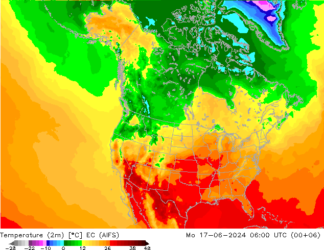 Sıcaklık Haritası (2m) EC (AIFS) Pzt 17.06.2024 06 UTC