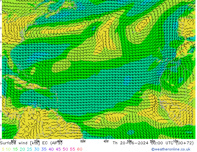 Surface wind EC (AIFS) Th 20.06.2024 00 UTC
