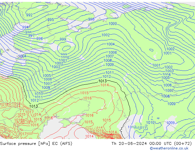 Yer basıncı EC (AIFS) Per 20.06.2024 00 UTC