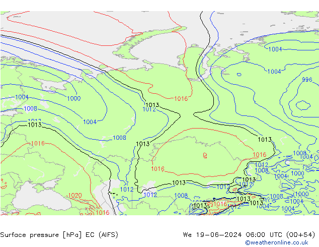 pressão do solo EC (AIFS) Qua 19.06.2024 06 UTC