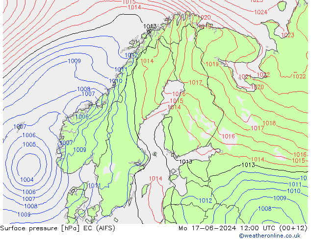 地面气压 EC (AIFS) 星期一 17.06.2024 12 UTC