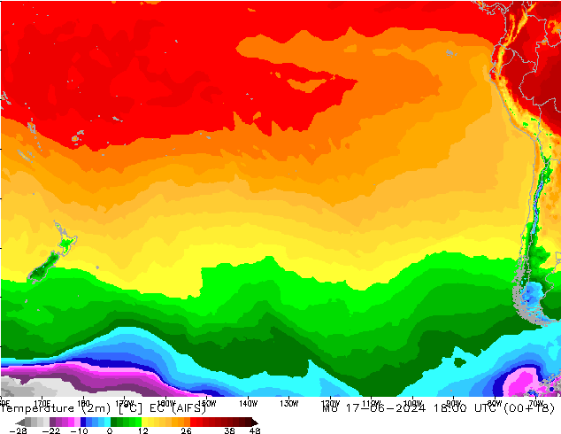 Temperature (2m) EC (AIFS) Po 17.06.2024 18 UTC