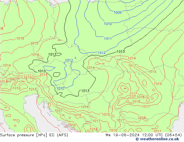 Atmosférický tlak EC (AIFS) St 19.06.2024 12 UTC