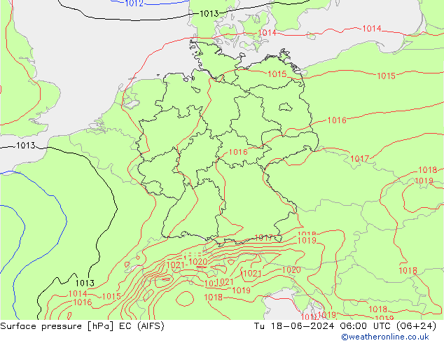 地面气压 EC (AIFS) 星期二 18.06.2024 06 UTC