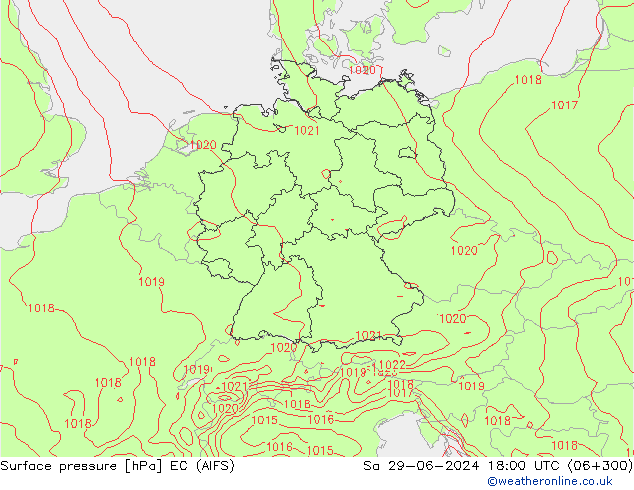 ciśnienie EC (AIFS) so. 29.06.2024 18 UTC
