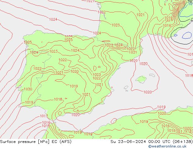 приземное давление EC (AIFS) Вс 23.06.2024 00 UTC