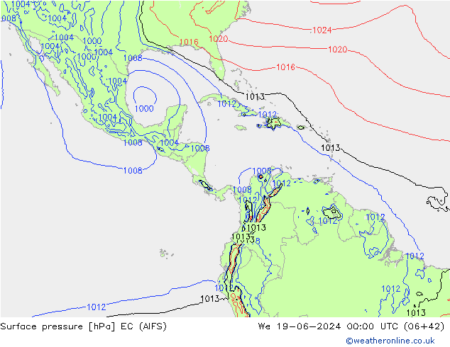 Pressione al suolo EC (AIFS) mer 19.06.2024 00 UTC
