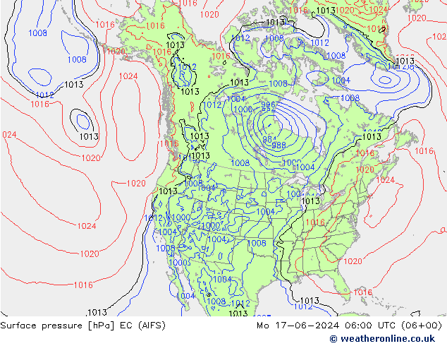 Pressione al suolo EC (AIFS) lun 17.06.2024 06 UTC