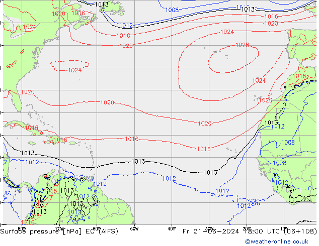 Pressione al suolo EC (AIFS) ven 21.06.2024 18 UTC