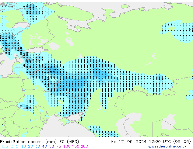 Precipitation accum. EC (AIFS) Seg 17.06.2024 12 UTC