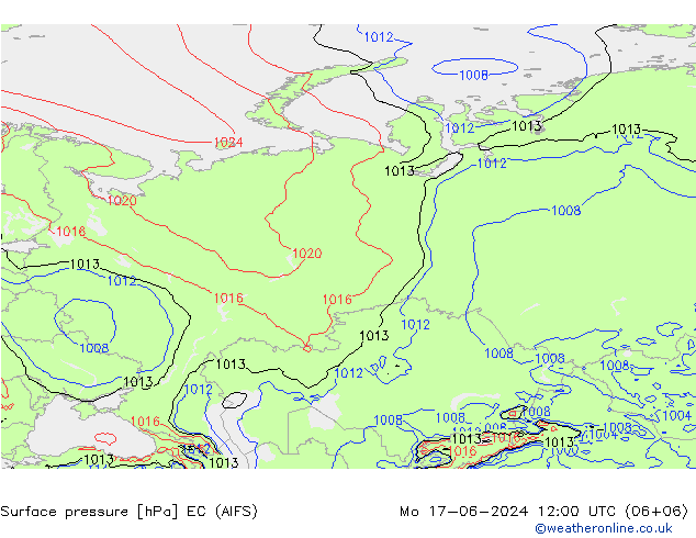 Presión superficial EC (AIFS) lun 17.06.2024 12 UTC