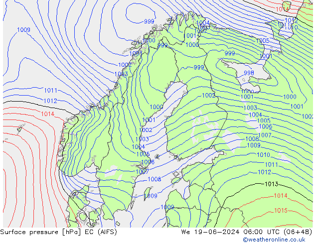 pression de l'air EC (AIFS) mer 19.06.2024 06 UTC