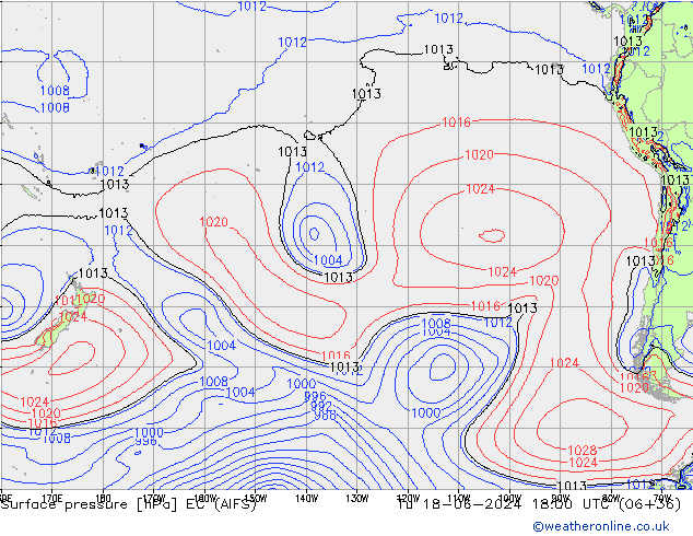 Atmosférický tlak EC (AIFS) Út 18.06.2024 18 UTC